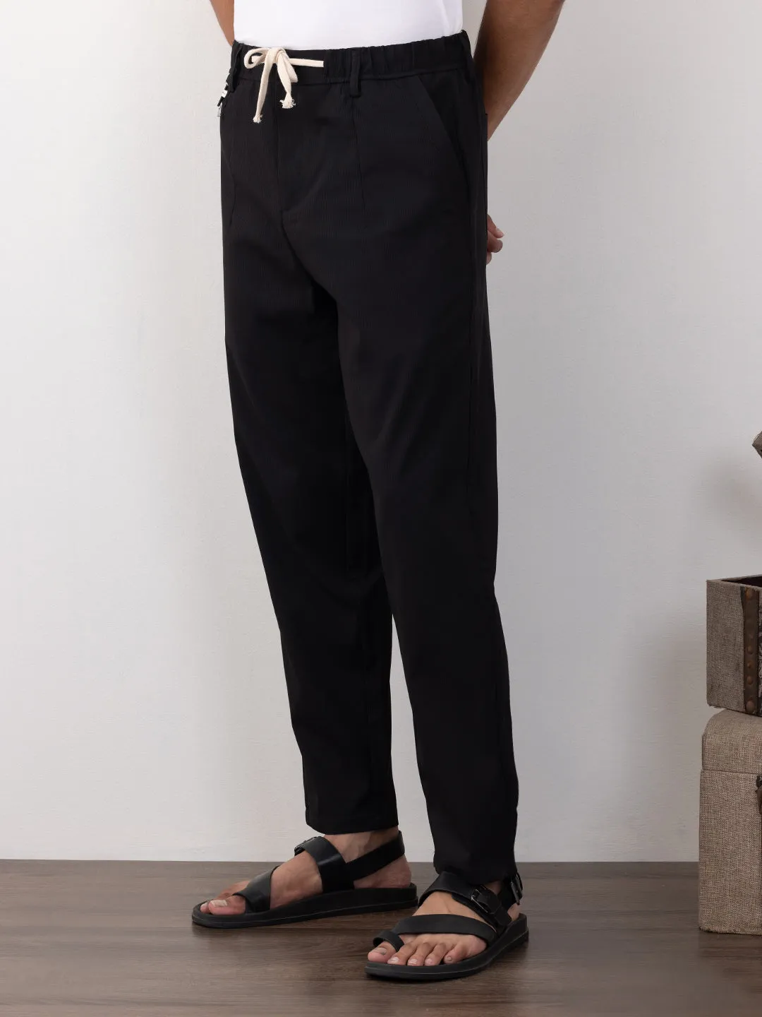 Black Plain Travel Pants