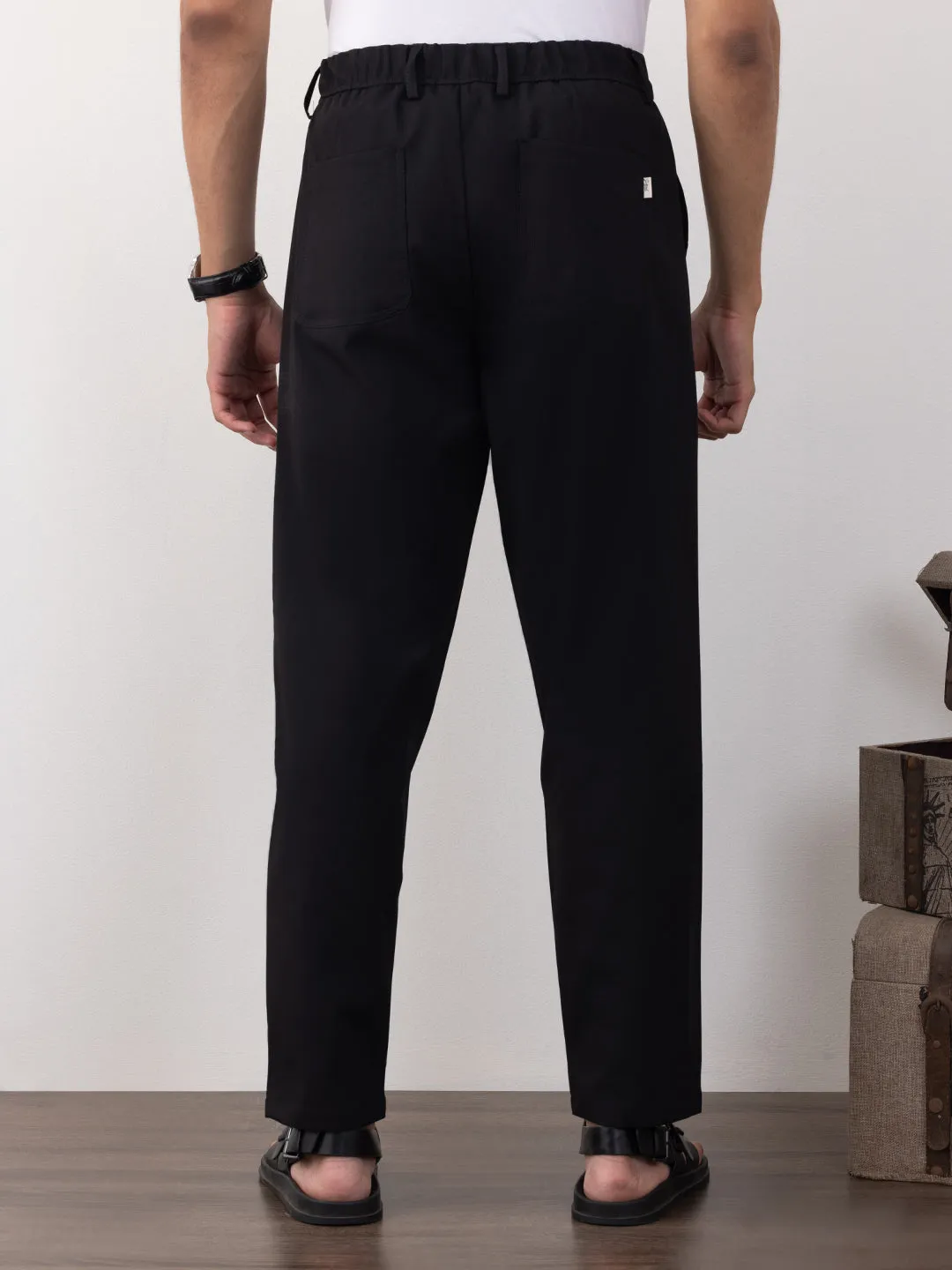 Black Plain Travel Pants