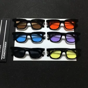 Black Plastic Frame Colorful Square Sunglasses