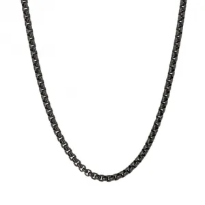 Black Plated 61cm Square Rolo Chain Necklace N4567B