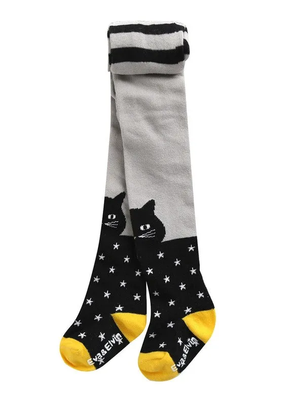 Black Polka Dot Cat Chloe Girls Tights