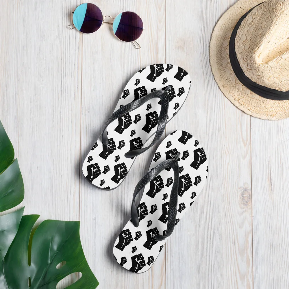 Black Power Fist Pattern Unisex Flip-Flops