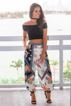 Black Printed Harem Pants