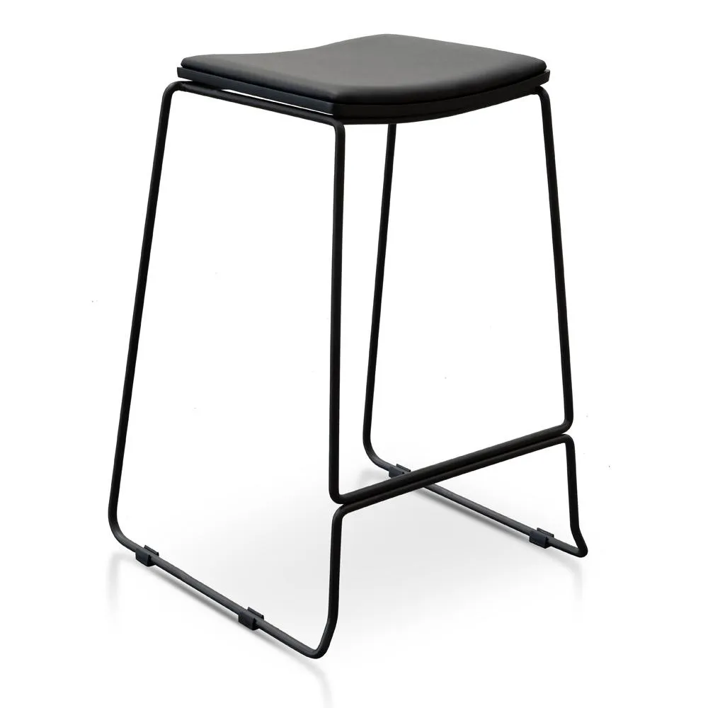 Black PU Bar Stool - Black Frame