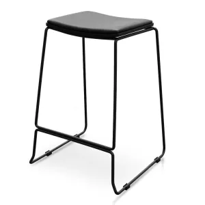 Black PU Bar Stool - Black Frame