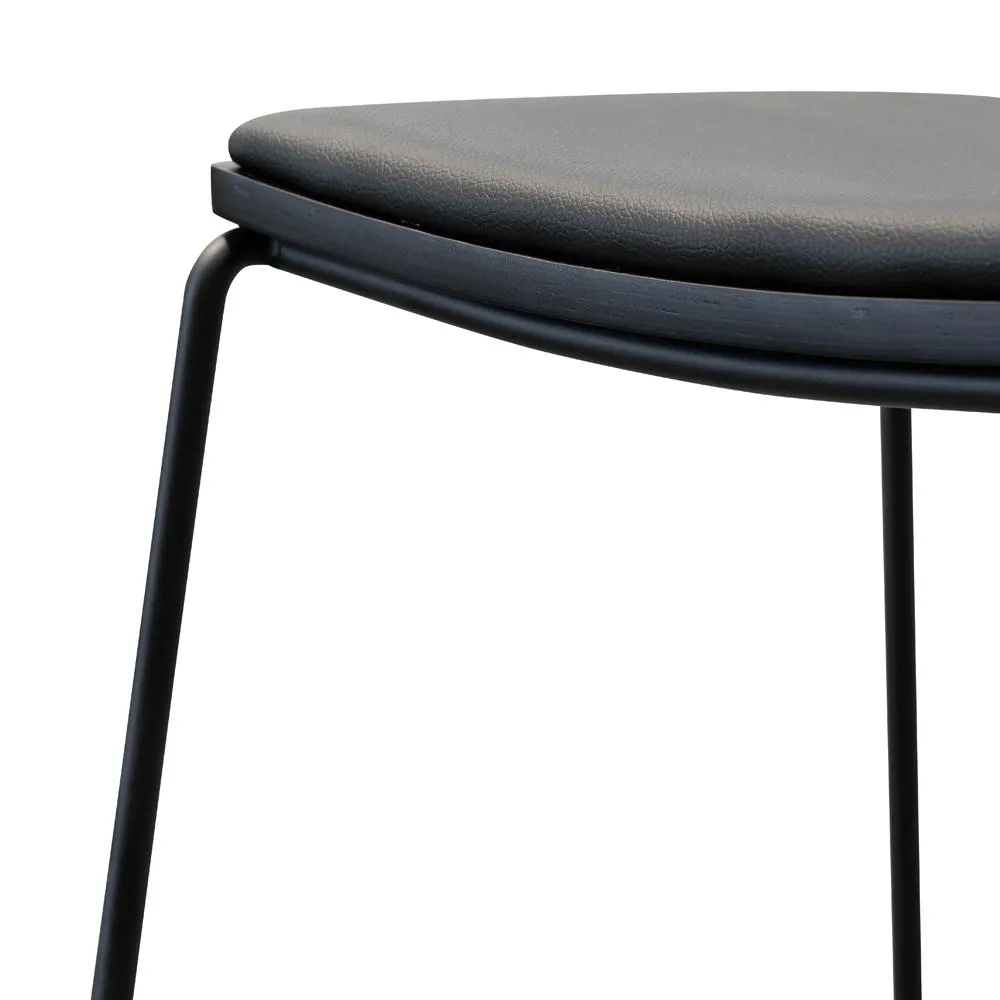 Black PU Bar Stool - Black Frame