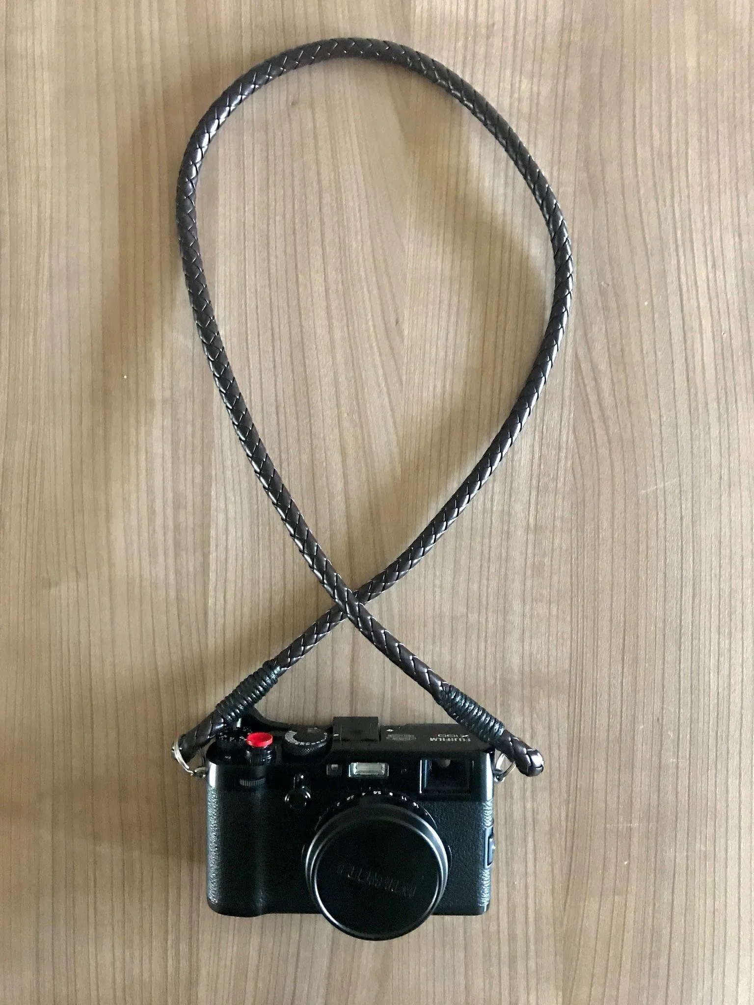 Black PU Leather Braided Camera Strap