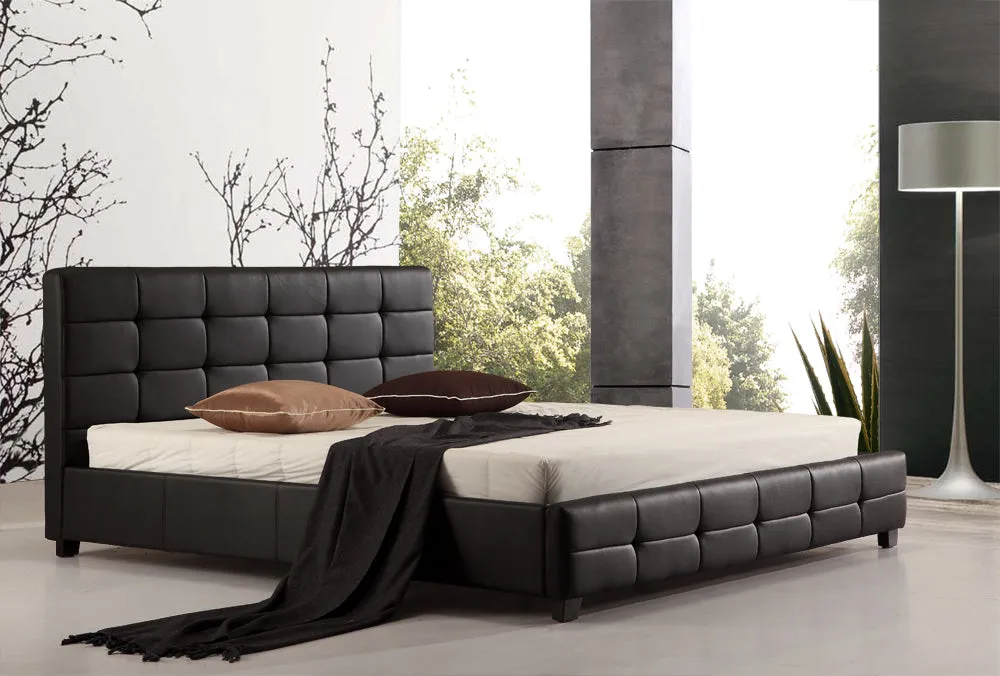 Black PU Leather King Bed Frame & Tufted Headboard