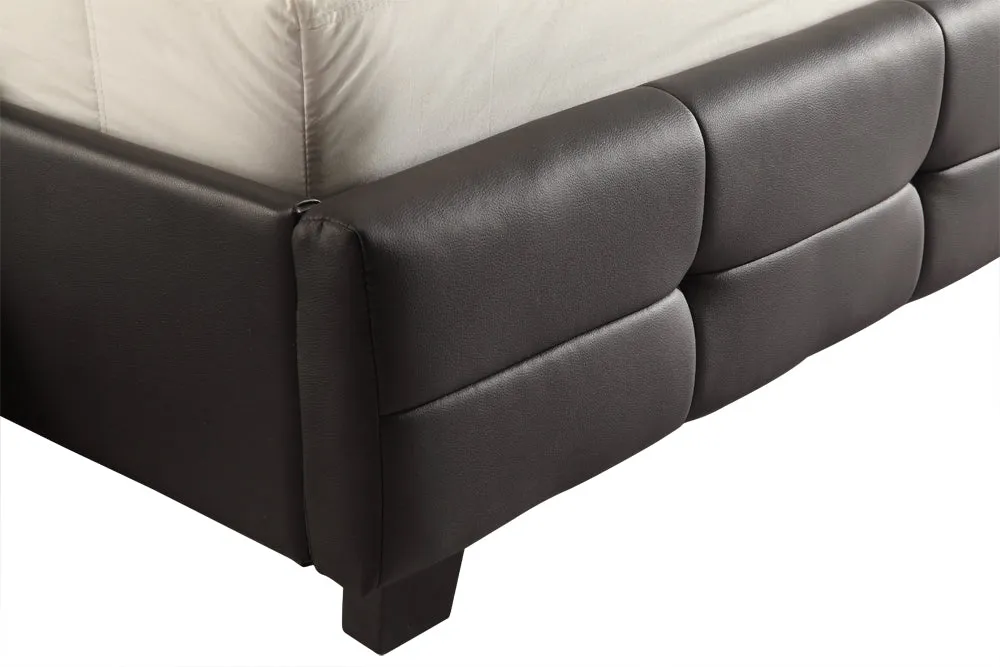 Black PU Leather King Bed Frame & Tufted Headboard