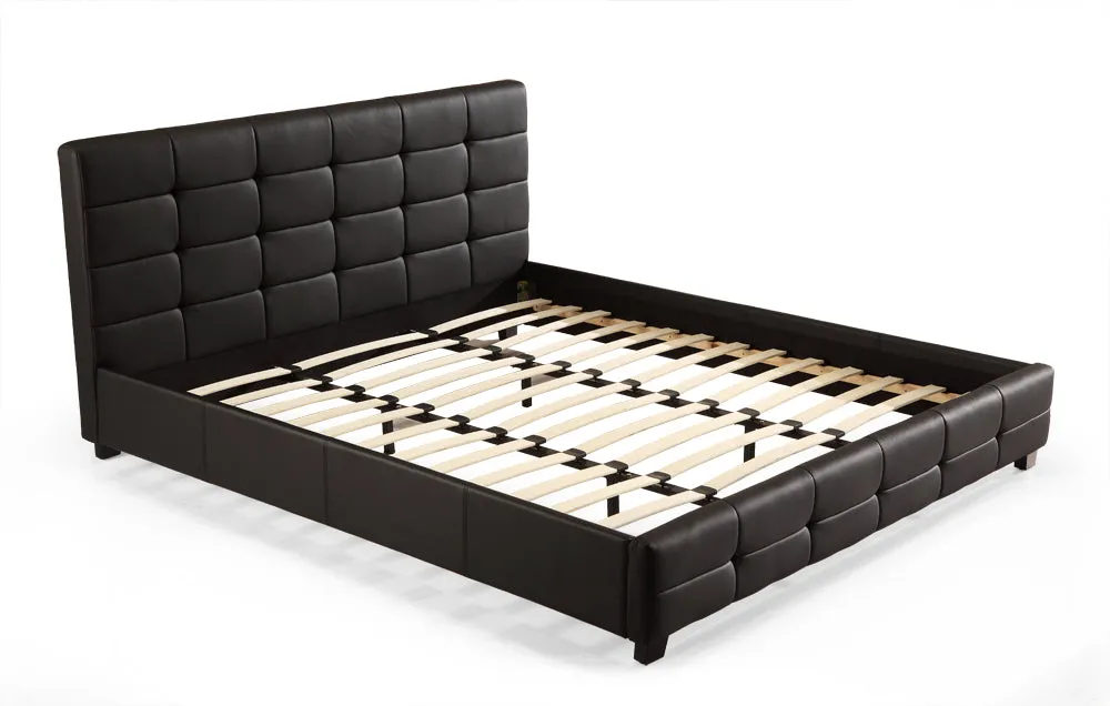 Black PU Leather King Bed Frame & Tufted Headboard