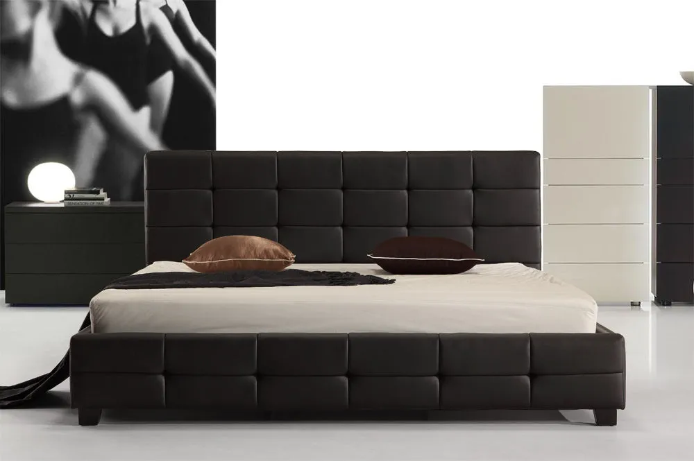 Black PU Leather King Bed Frame & Tufted Headboard