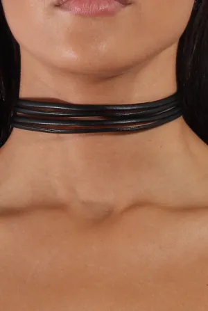 Black PU Strappy Choker - Daria