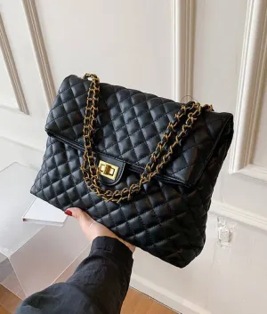 Black Quilted Chain Shoulder Bag