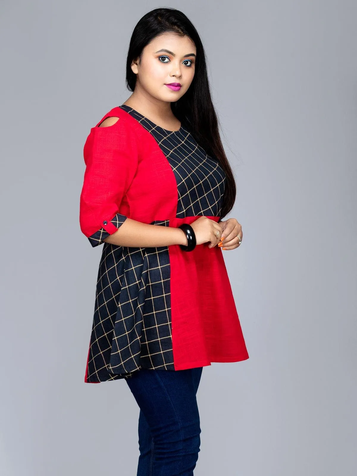 Black Red Combination Cotton Top