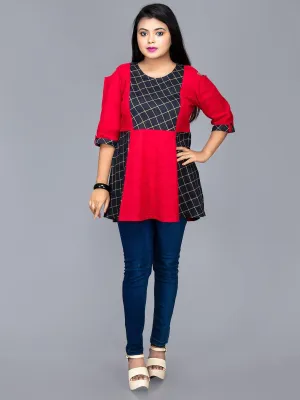 Black Red Combination Cotton Top