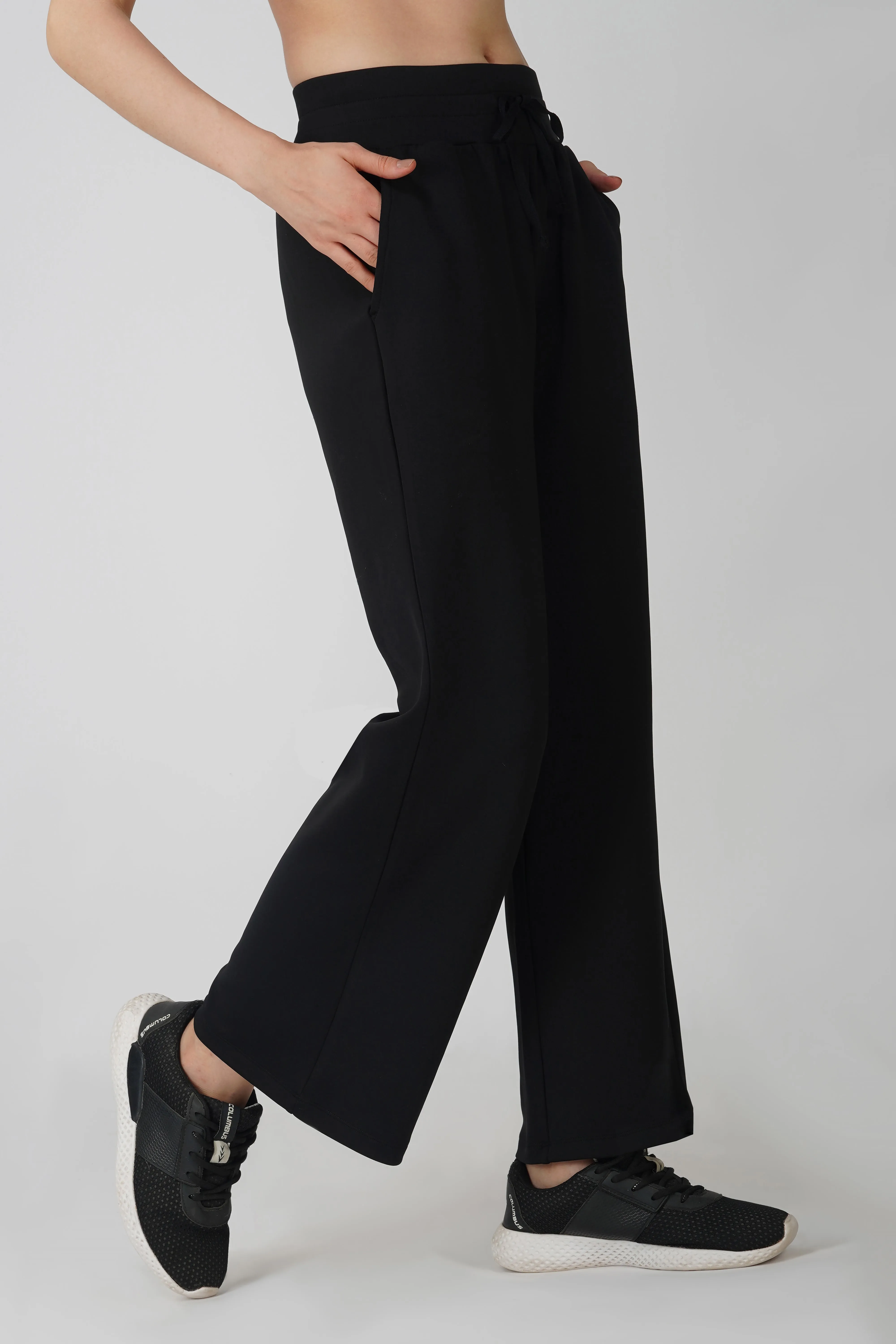 Black Relaxed Wide Leg Trousers