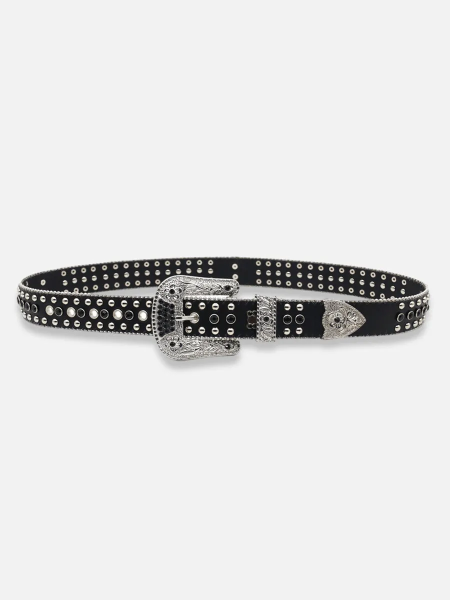 Black Rhinestone Cross Belt