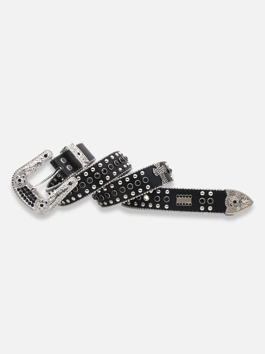 Black Rhinestone Cross Belt