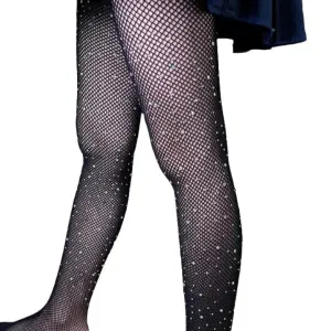 Black Rhinestone Mesh Hollow Lace Socks