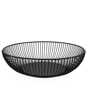 Black ribbed metal fruit basket