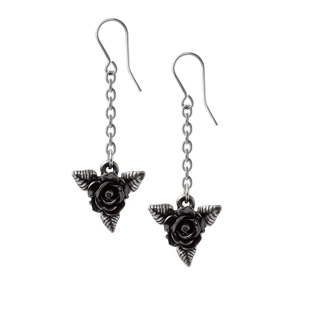 Black Rose Dropper Earrings