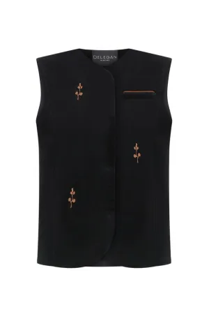 BLACK ROSE EMBROIDERED VEST