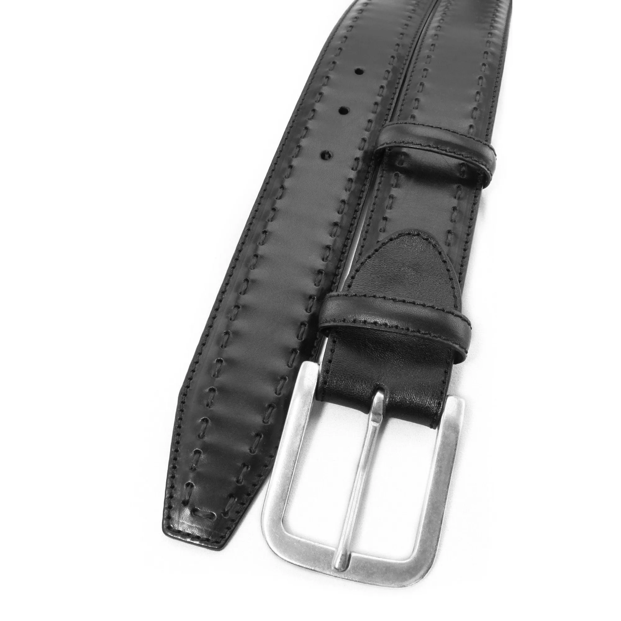 Black Saddle Stitched belt