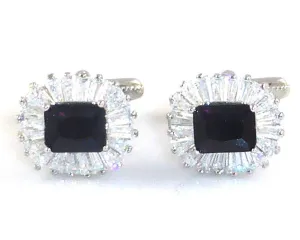 Black Sapphire Oval Cut Cufflinks