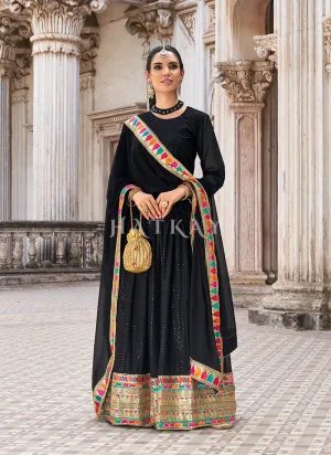 Black Sequence And Multi Embroidered Anarkali Suit