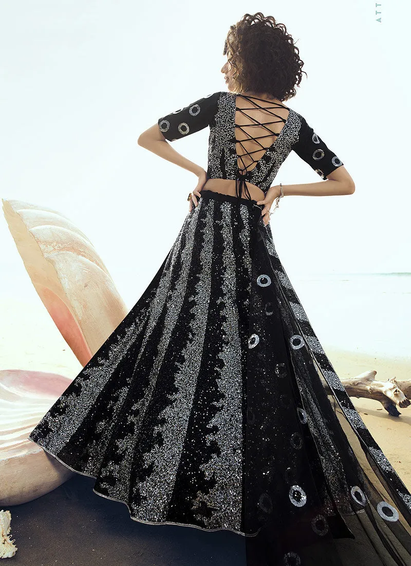 Black Sequence Embroidered Lehenga Choli