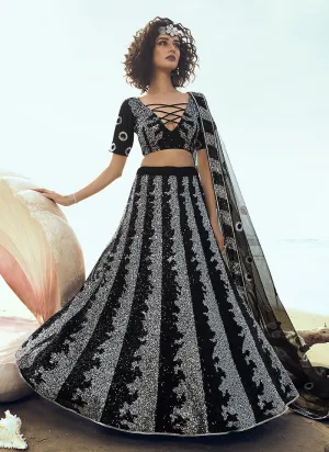 Black Sequence Embroidered Lehenga Choli