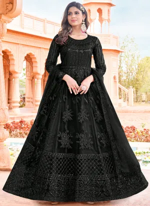 Black Sequence Embroidery Festive Anarkali Suit