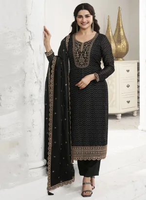 Black Sequence Embroidery Festive Pant Style Suit