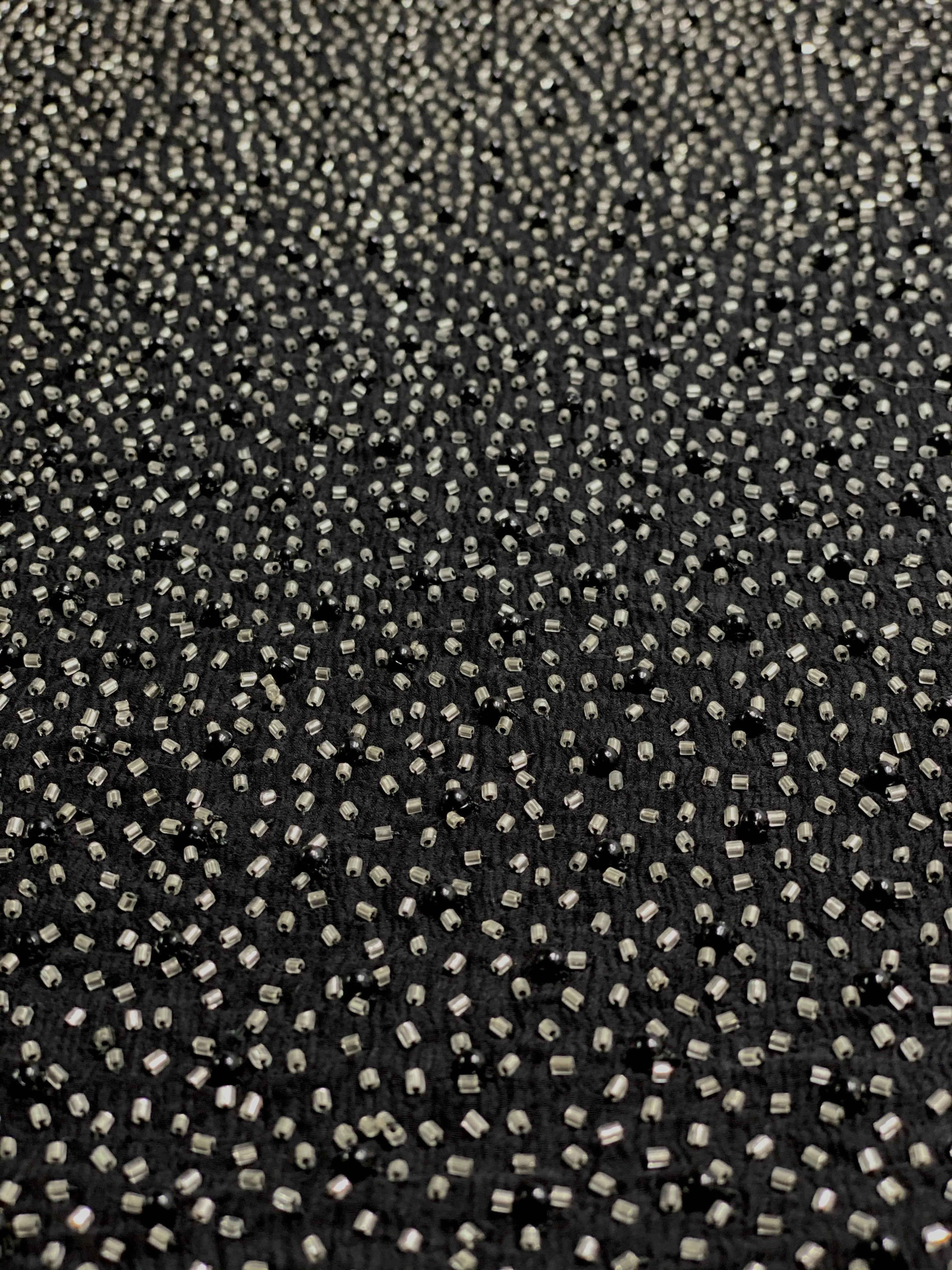 Black Sequin & Beads On Silk Chiffon JEC-011-8 Fabric