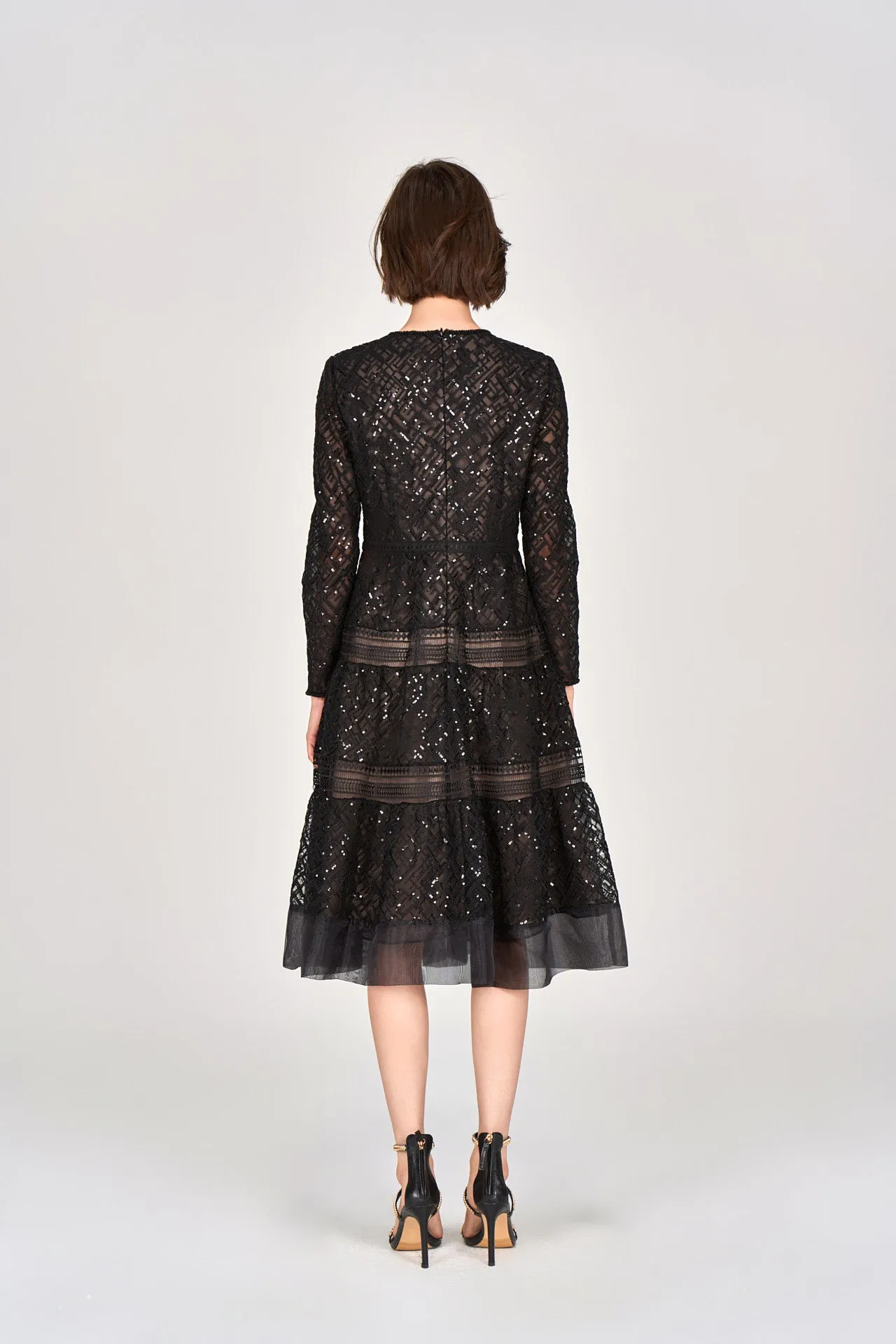 Black Sequin and Embroidery Dress