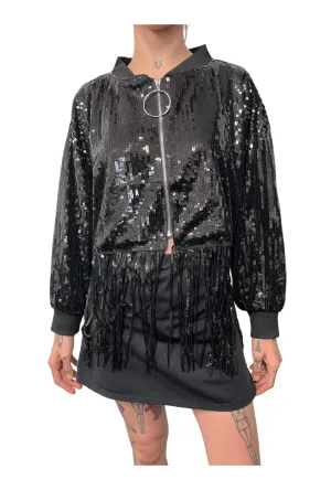 Black Sequin Crop Jacket