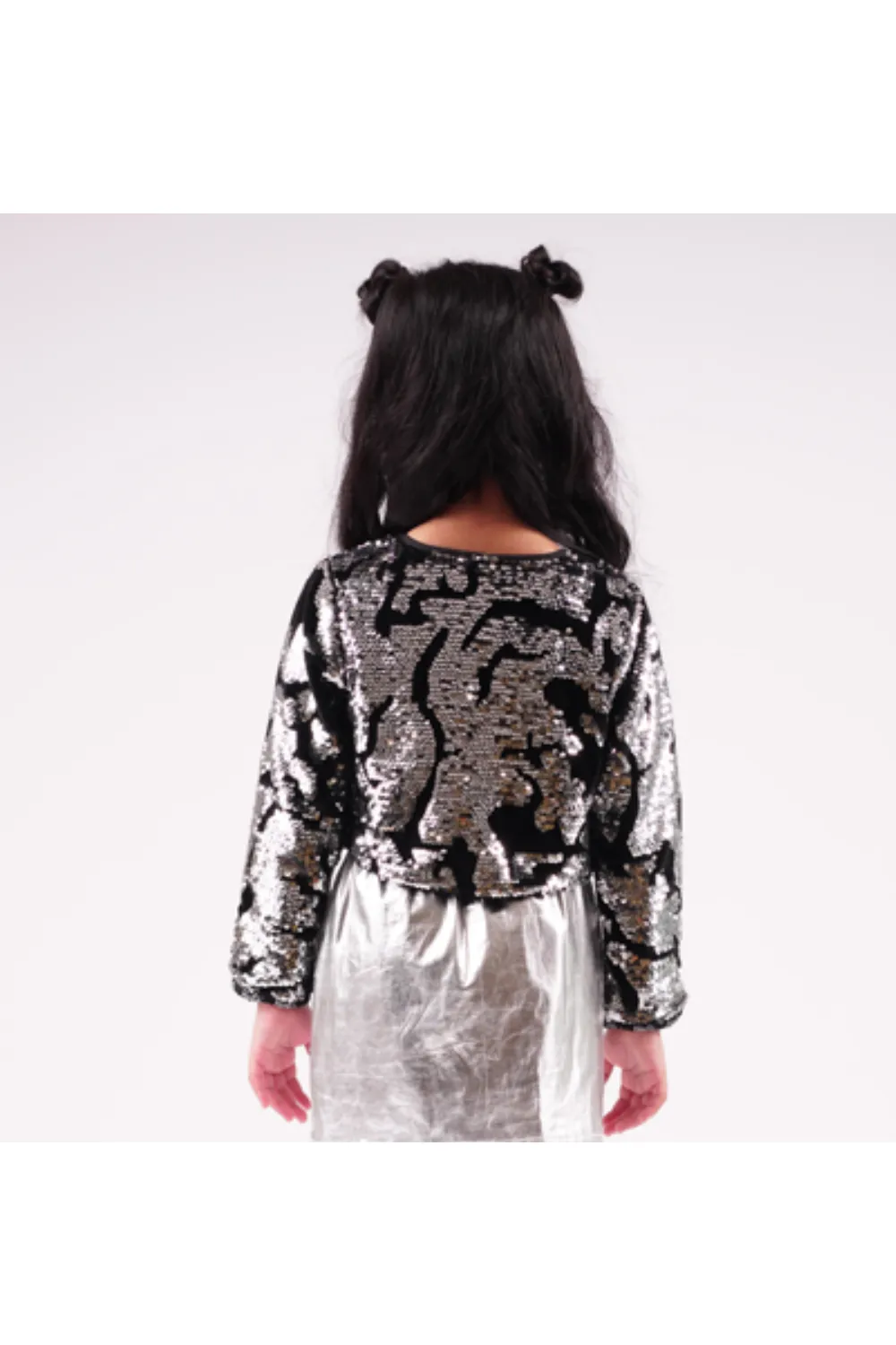 Black Sequins Embroidered Polyester Jacket