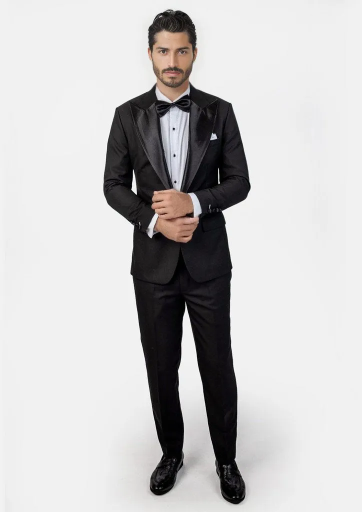 Black Sharkskin Tuxedo 3-Piece - Aitchison Party