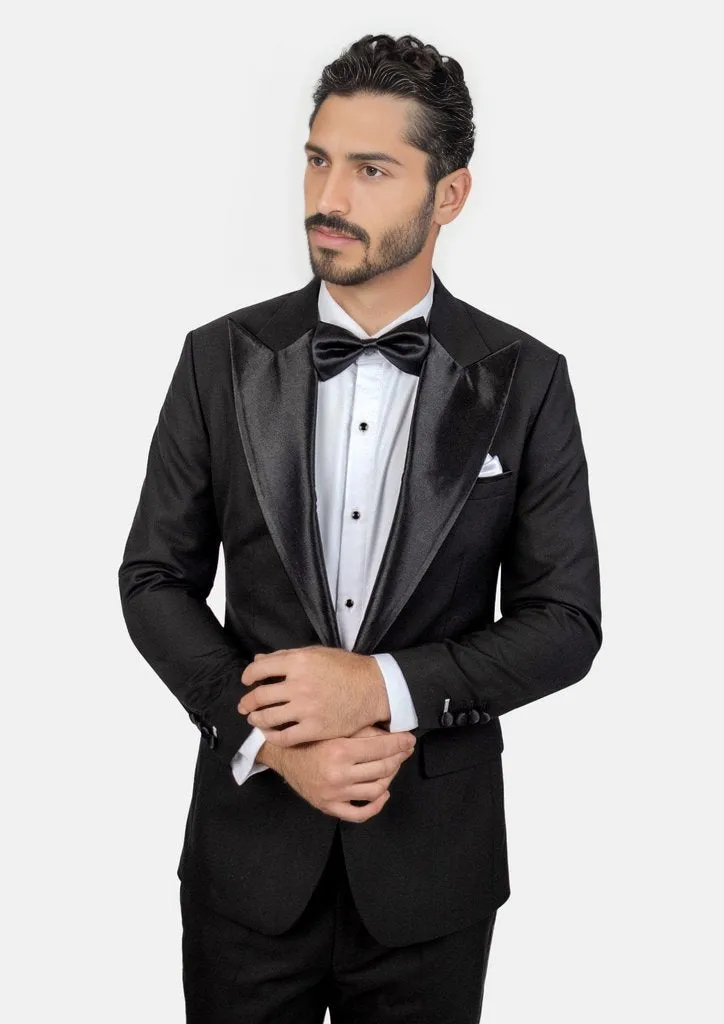 Black Sharkskin Tuxedo 3-Piece - Aitchison Party