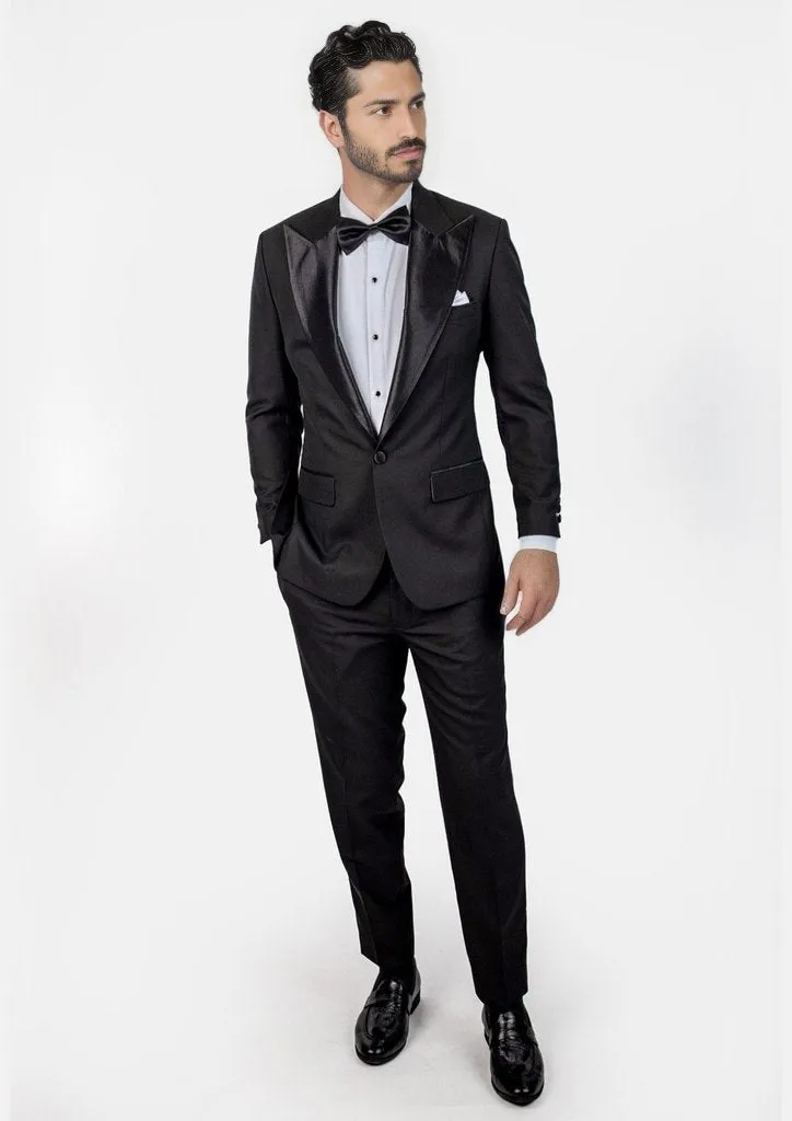 Black Sharkskin Tuxedo 3-Piece - Aitchison Party