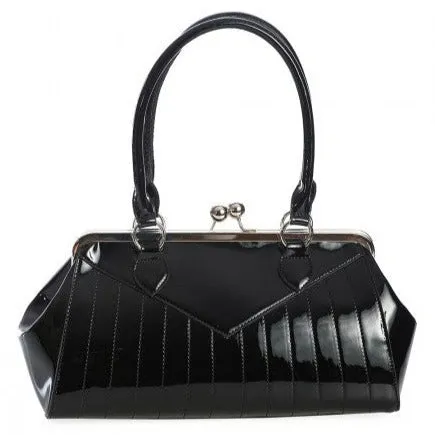 Black Shimmer Lacquer Rockabilly Handbag