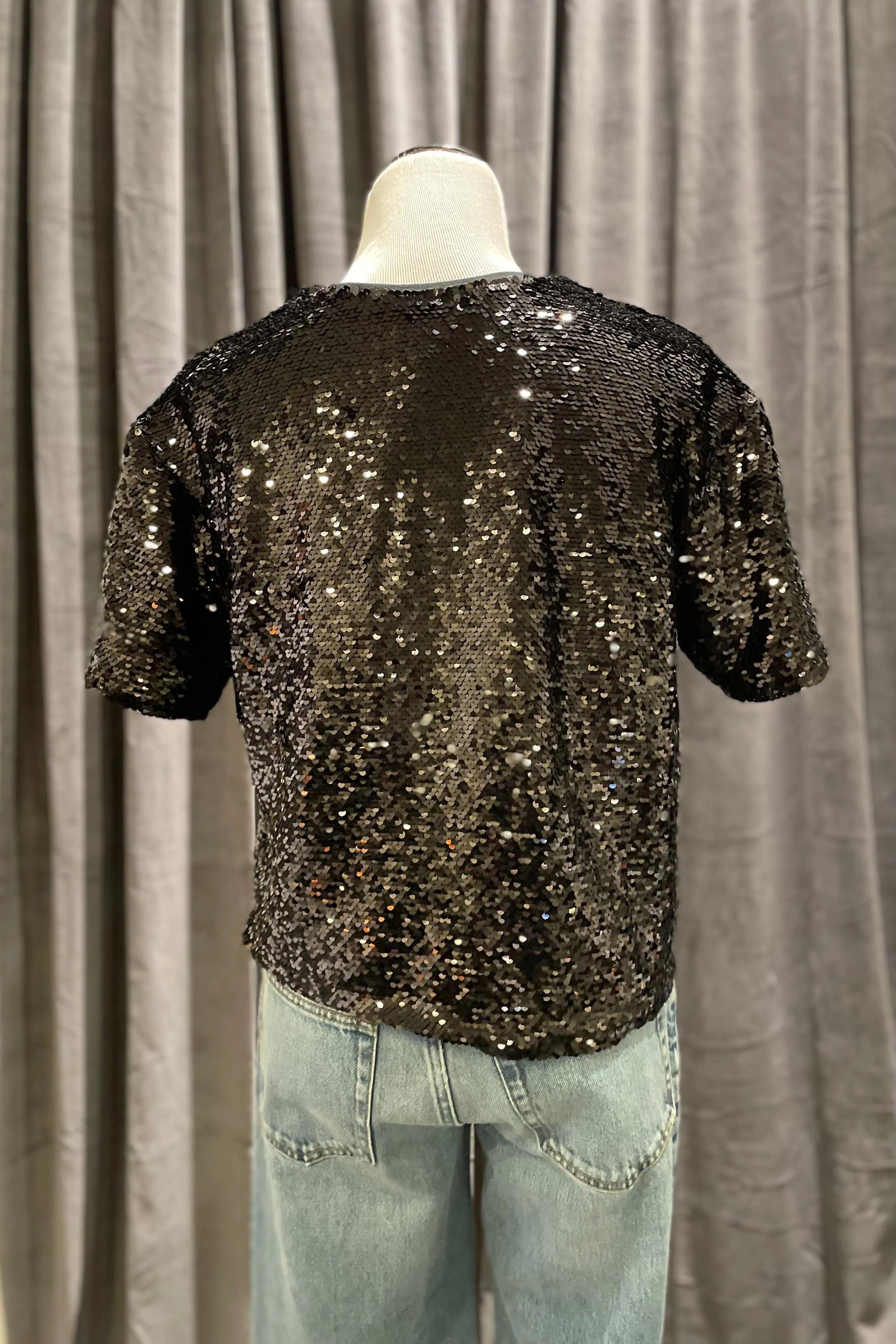 Black Shimmer Sequin Boy Shirt