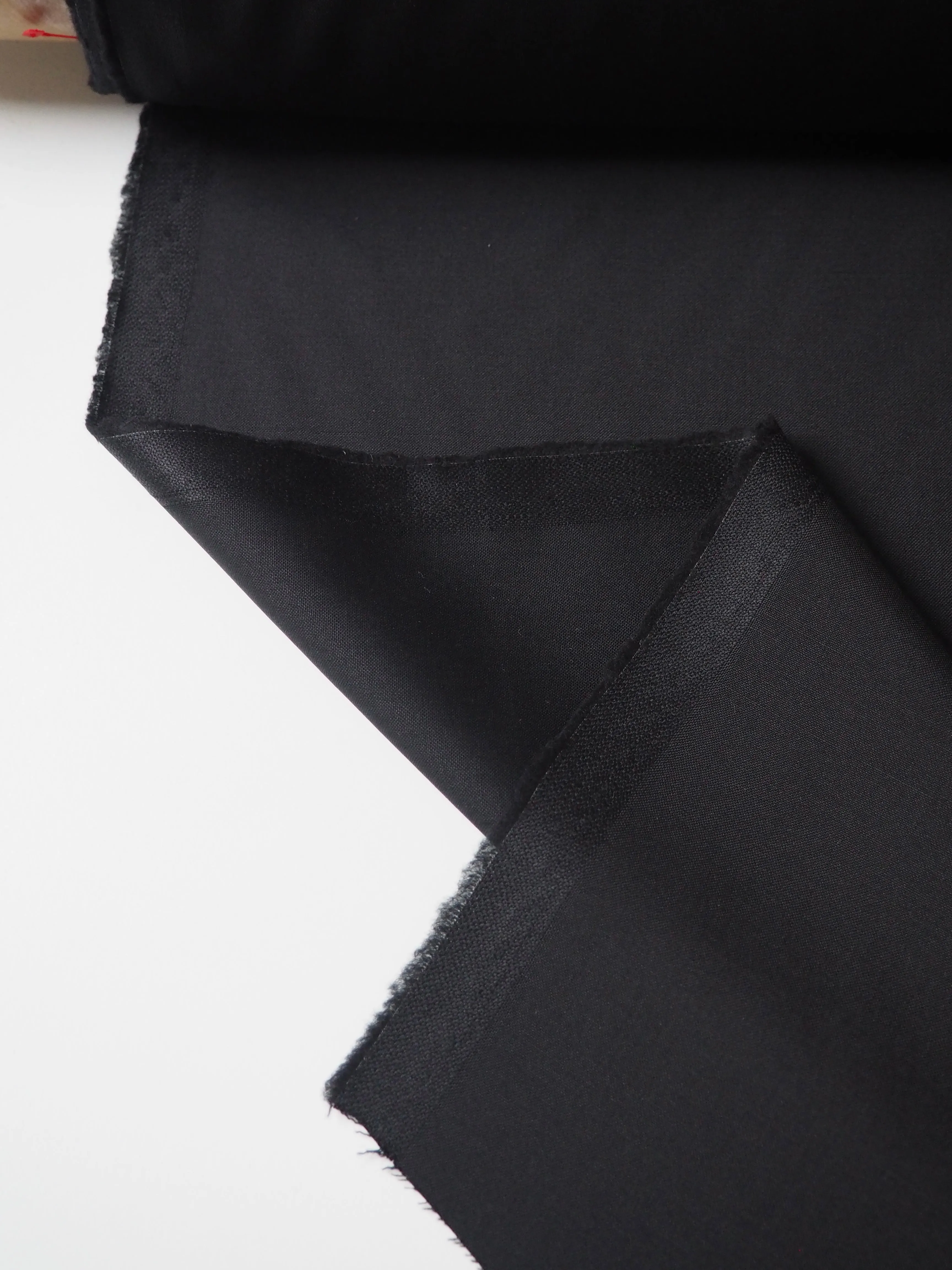 Black Silk Blend Wool Suiting