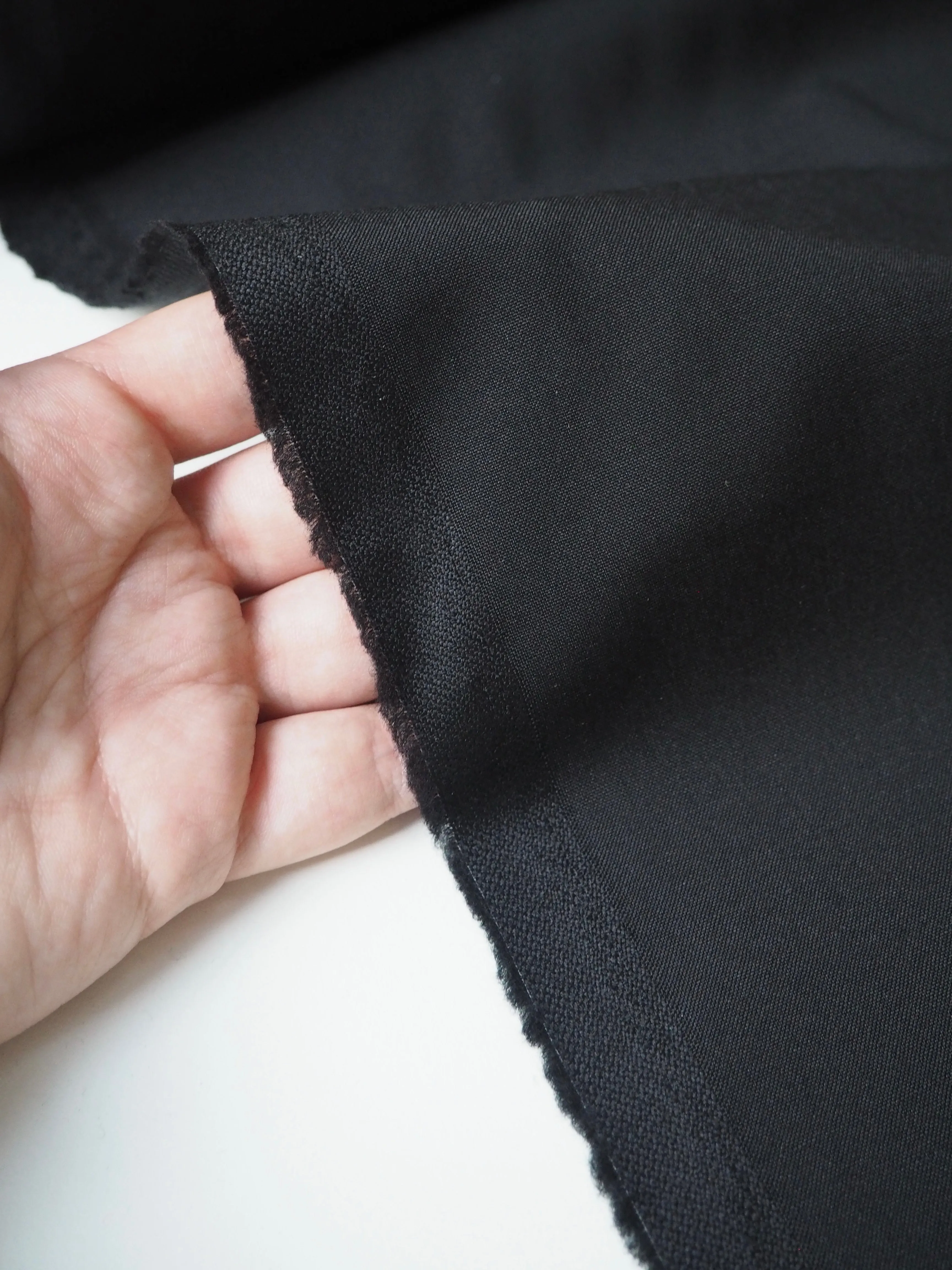 Black Silk Blend Wool Suiting