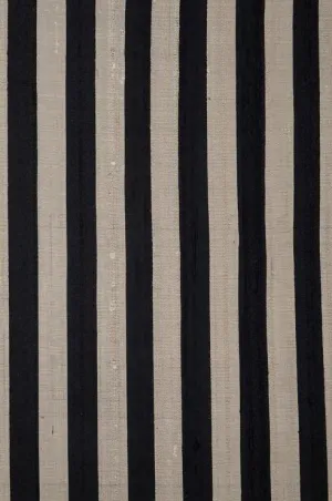 Black Silver 59 Striped Silk Shantung