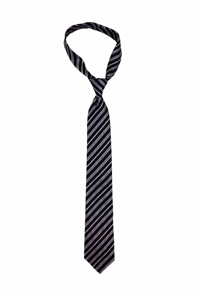 Black Silver Stripes Skinny Tie