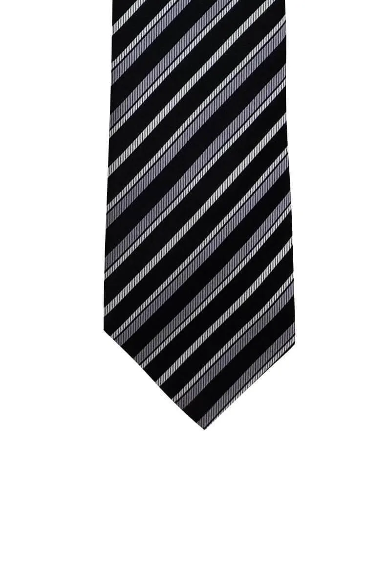 Black Silver Stripes Skinny Tie