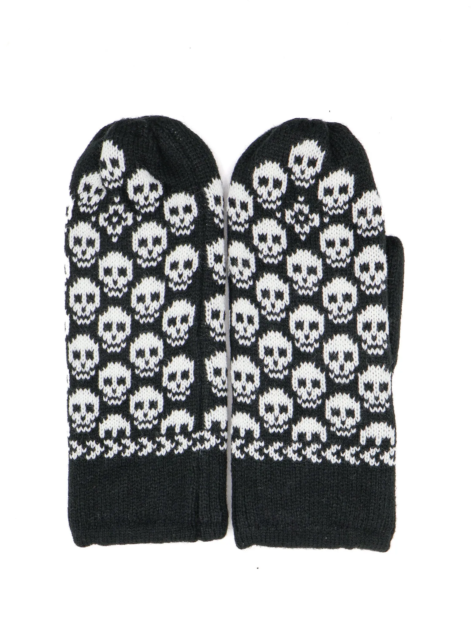 Black Skull Knit Mittens