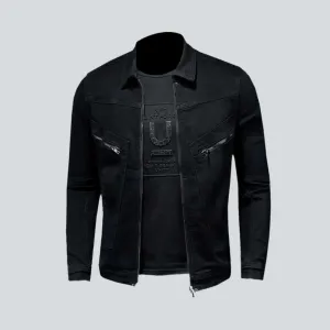 Black slim men's jean jacket