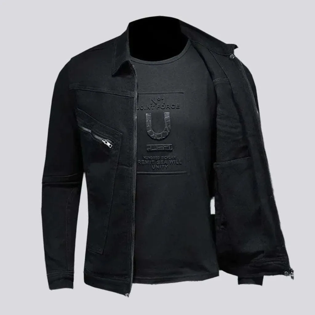 Black slim men's jean jacket